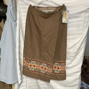 Pendleton Midi Wrap Skirt in Brown and Tan for Casual Wear